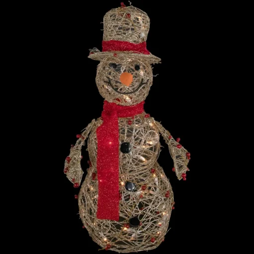 Sale Lighted Glittered Snowman and Berries Outdoor Christmas Decoration - 28" Snowmen