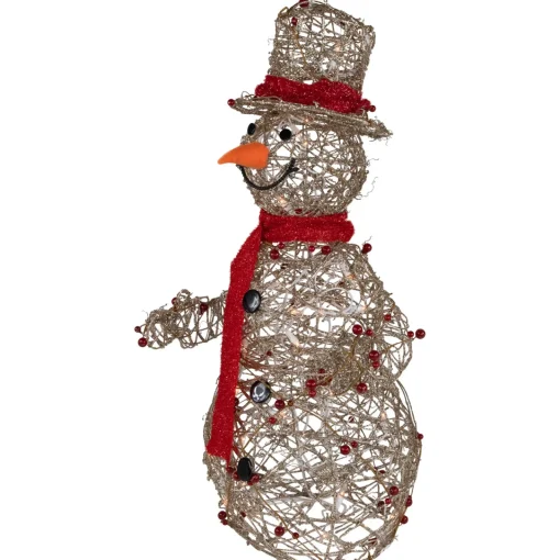Sale Lighted Glittered Snowman and Berries Outdoor Christmas Decoration - 28" Snowmen