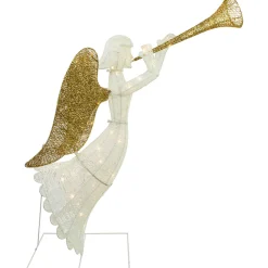 Online Lighted Glittered Trumpeting Angel Outdoor Christmas Decoration - 48" - Clear Lights Angels