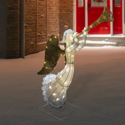 Online Lighted Glittered Trumpeting Angel Outdoor Christmas Decoration - 48" - Clear Lights Angels