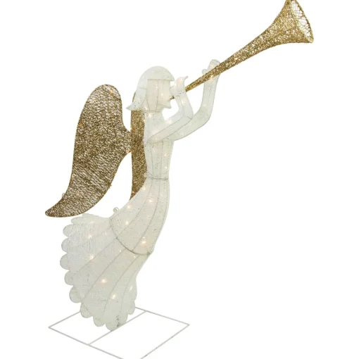 Online Lighted Glittered Trumpeting Angel Outdoor Christmas Decoration - 48" - Clear Lights Angels