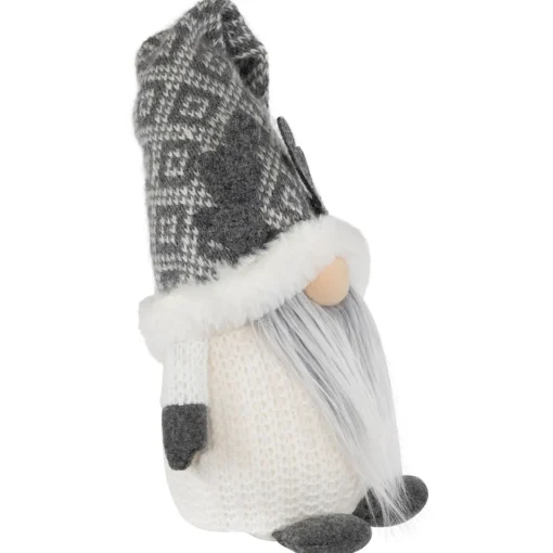 Hot Lighted Gnome with Antlers Christmas Figure - 9" - Gray and White Gnomes