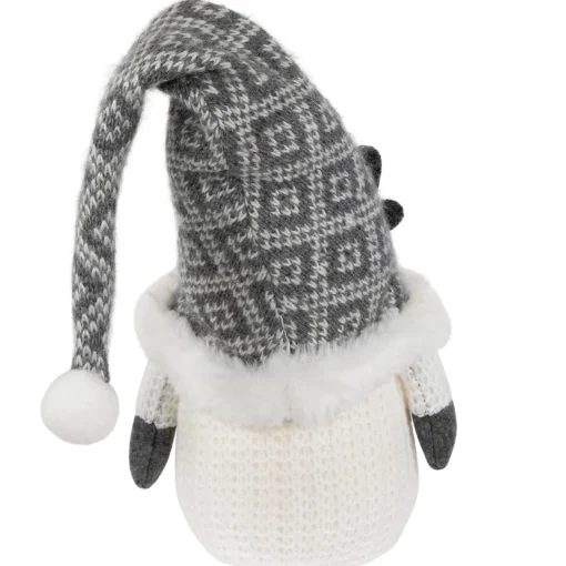 Hot Lighted Gnome with Antlers Christmas Figure - 9" - Gray and White Gnomes