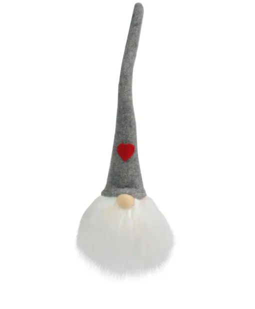 Online Lighted Gnome with Heart Hat Christmas Figure - 13" - Gray Gnomes