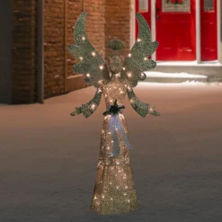 Best Lighted Golden Angel Christmas Decoration - 68" - Clear Lights Angels