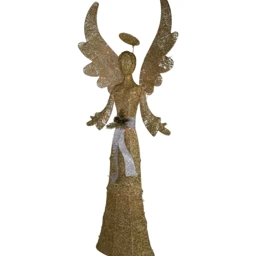 Best Lighted Golden Angel Christmas Decoration - 68" - Clear Lights Angels
