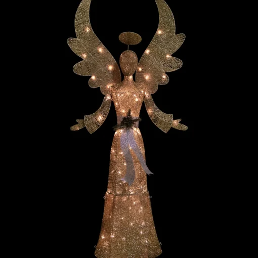 Best Lighted Golden Angel Christmas Decoration - 68" - Clear Lights Angels