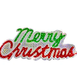 Online Lighted Holographic Merry Christmas Sign Outdoor Decoration - 45.5" - Multi Lights Yard Signs