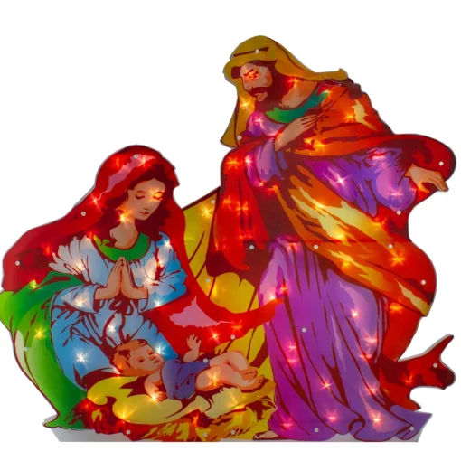Lighted Holy Family Nativity Scene Christmas Outdoor Decoration - 38" - Clear Lights Nativity