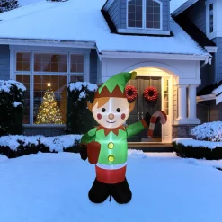 Best Lighted Inflatable Elf Outdoor Christmas Decoration - 4.25' Inflatable
