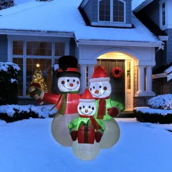 Clearance Lighted Inflatable Family of Snowman Outdoor Christmas Decoration - 4' Inflatable