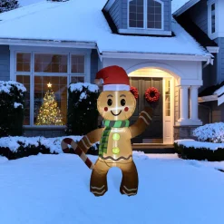 Outlet Lighted Inflatable Gingerbread Man Outdoor Christmas Decoration - 5' Inflatable