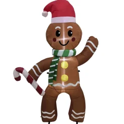 Outlet Lighted Inflatable Gingerbread Man Outdoor Christmas Decoration - 5' Inflatable