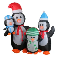 Outlet Lighted Inflatable Penguin Family Christmas Yard Art - 5' - Cool White Lights Animals