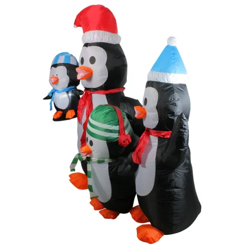 Outlet Lighted Inflatable Penguin Family Christmas Yard Art - 5' - Cool White Lights Animals