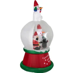 Hot Lighted Inflatable Santa and Friends Snow Globe Outdoor Christmas Decoration - 6.75' Inflatable