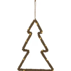 Best Lighted Jute Wrapped Pine Tree Silhouette Hanging Christmas Decoration - 14" Door