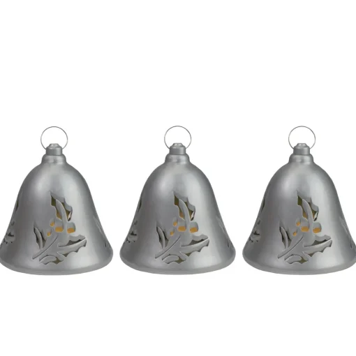 Best Lighted Musical Bells Christmas Decorations - 6.5" - Silver - Warm White - Set of 3 Bells