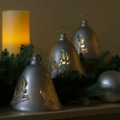 Best Lighted Musical Bells Christmas Decorations - 6.5" - Silver - Warm White - Set of 3 Bells