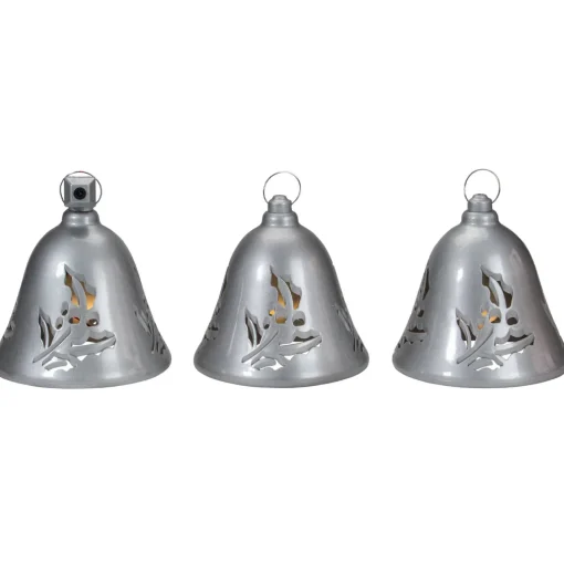 Best Lighted Musical Bells Christmas Decorations - 6.5" - Silver - Warm White - Set of 3 Bells