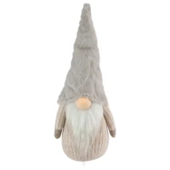 Clearance Lighted Nose and Plush Hat Christmas Gnome Decoration - 10" Gnomes
