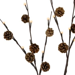 New Lighted Pinecone Christmas Branch Bundle - 23