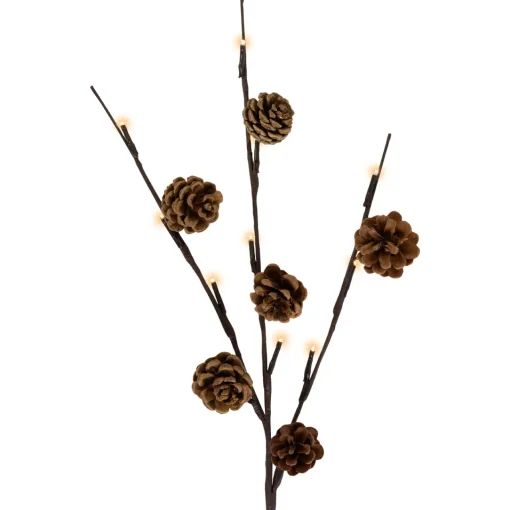 New Lighted Pinecone Christmas Branch Bundle - 23" - Warm White LED - Set of 3 Sprays, Picks & Branches