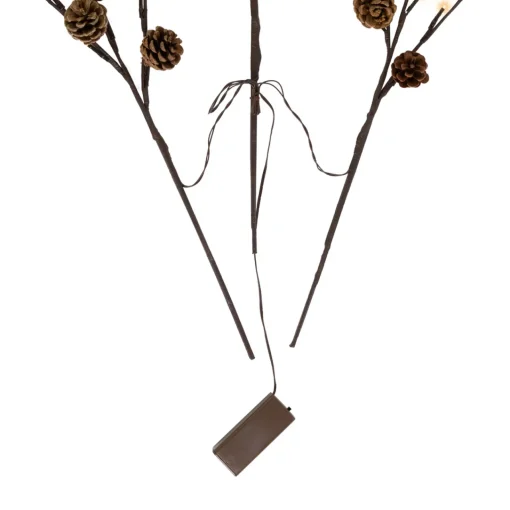 New Lighted Pinecone Christmas Branch Bundle - 23" - Warm White LED - Set of 3 Sprays, Picks & Branches