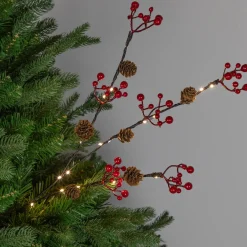 Sale Lighted Pinecones and Berries Christmas Spray - 29" - Warm White Sprays, Picks & Branches