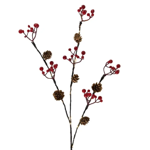 Sale Lighted Pinecones and Berries Christmas Spray - 29" - Warm White Sprays, Picks & Branches