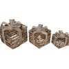 Outlet Lighted Rattan Gift Boxes with Burlap Bows Christmas Decorations - 9" - Set of 3 People