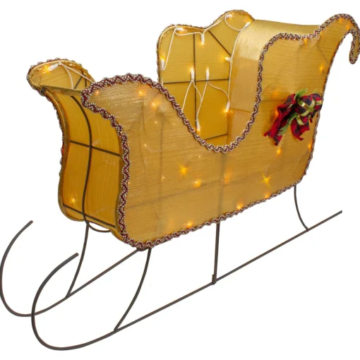 Sale Lighted Shiny Sleigh Outdoor Christmas Decoration - 36" - Gold - Clear Lights Trains