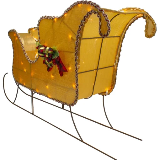Sale Lighted Shiny Sleigh Outdoor Christmas Decoration - 36" - Gold - Clear Lights Trains