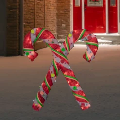 Online Lighted Sisal Double Candy Cane Christmas Outdoor Decoration - 26" - Clear Lights Candy