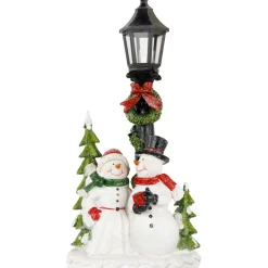Online Lighted Snow Couple Under Street Lamp Christmas Decoration - 13.75" Snowmen