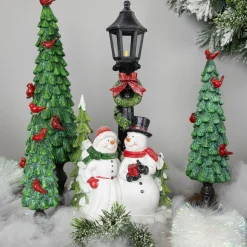 Online Lighted Snow Couple Under Street Lamp Christmas Decoration - 13.75" Snowmen