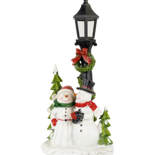 Online Lighted Snow Couple Under Street Lamp Christmas Decoration - 13.75" Snowmen