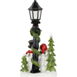Online Lighted Snow Couple Under Street Lamp Christmas Decoration - 13.75