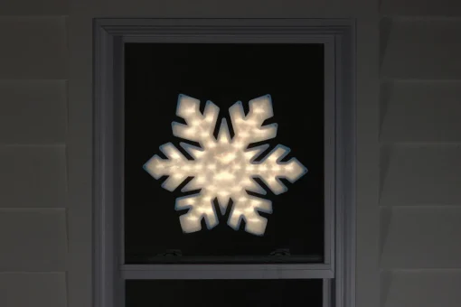 Online Lighted Snowflake Window Silhouette Christmas Decoration - 20" - Clear Lights Window