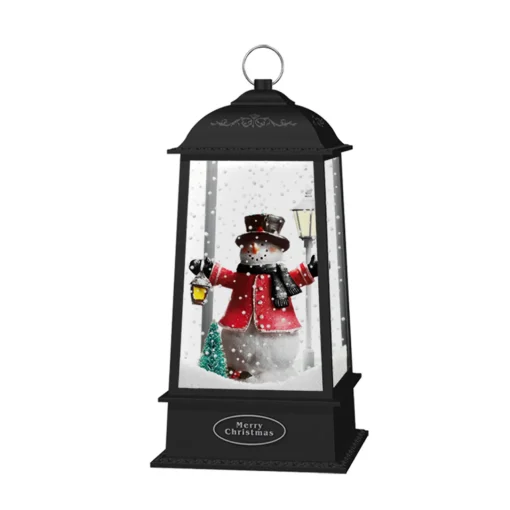 Online Lighted Snowman Christmas Lantern with Falling Snow - 13" - Black Lanterns