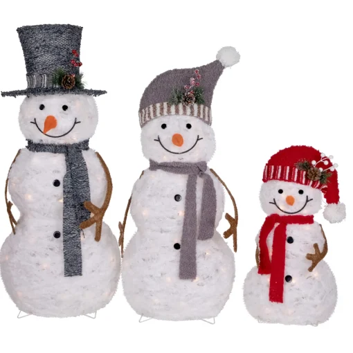 Best Lighted Snowman Family Outdoor Christmas Decoration - 39.5" - Warm White - Set of 3 Snowmen
