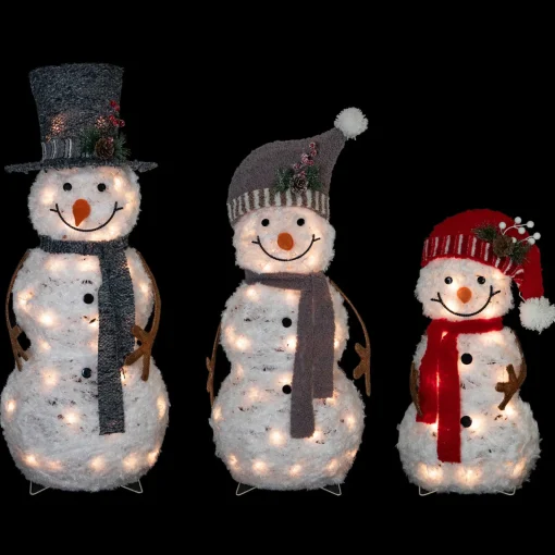 Best Lighted Snowman Family Outdoor Christmas Decoration - 39.5" - Warm White - Set of 3 Snowmen