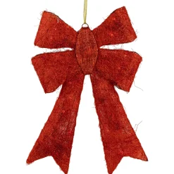 New Lighted Sparkling Sisal Outdoor Christmas Double Bow - 23" - Red - Clear Lights Gifts & Bows