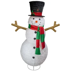 Outlet Lighted Tinsel Snowman Outdoor Christmas Decoration - 60" - Warm White Lights Snowmen