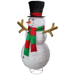 Outlet Lighted Tinsel Snowman Outdoor Christmas Decoration - 60" - Warm White Lights Snowmen