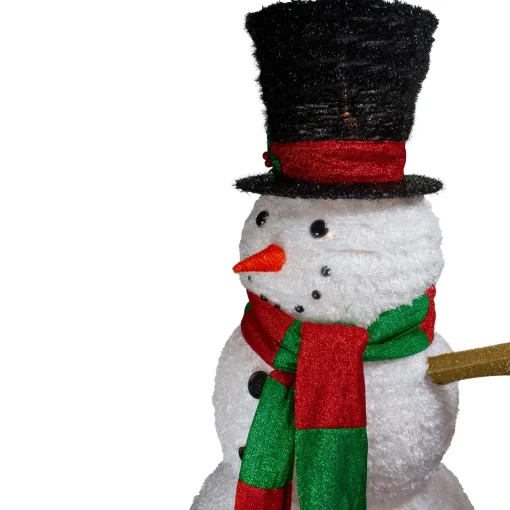 Outlet Lighted Tinsel Snowman Outdoor Christmas Decoration - 60" - Warm White Lights Snowmen