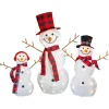Outlet Lighted Tinsel Snowmen Family Christmas Outdoor Decorations - Clear Lights - Set of 3 Snowmen