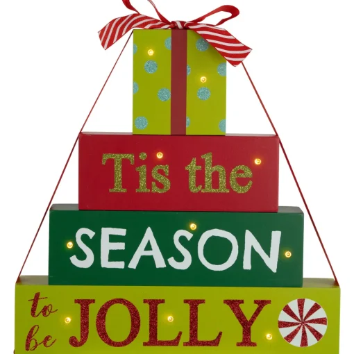 Sale Lighted "Tis The Season To Be Jolly" Christmas Decoration - 11.75" Wall