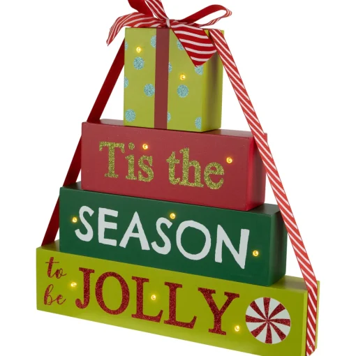 Sale Lighted "Tis The Season To Be Jolly" Christmas Decoration - 11.75" Wall
