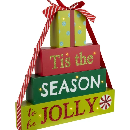 Sale Lighted "Tis The Season To Be Jolly" Christmas Decoration - 11.75" Wall
